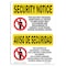 Signmission OSHA Security Sign, 7" Height, 10" Width, Rigid Plastic, Admittance Limited Bilingual, Landscape OS-SN-P-710-L-11501 - alternate 1